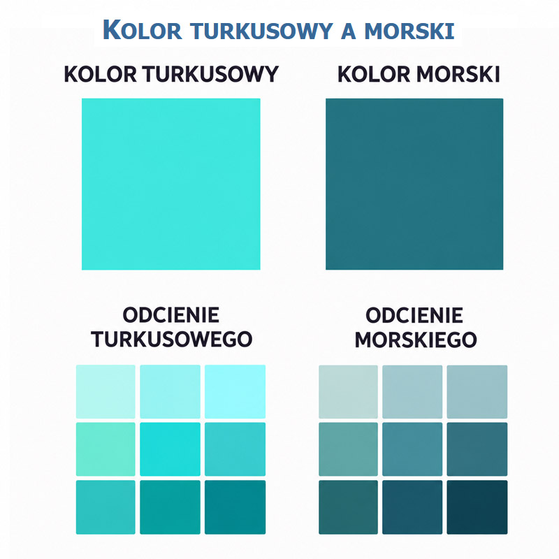 Kolor turkusowy a morski