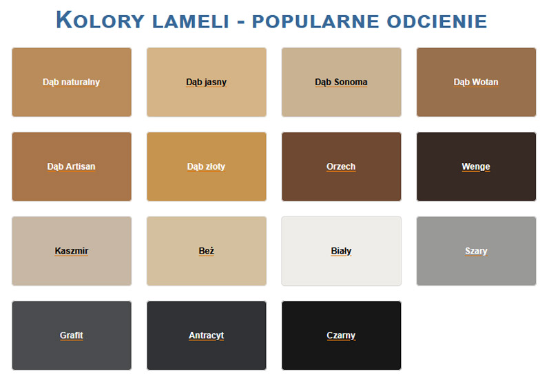 Kolory lameli ściennych