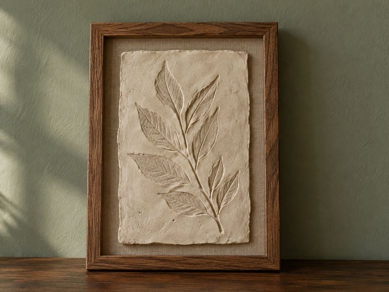 Relief botaniczny z gliny samoutwardzalnej