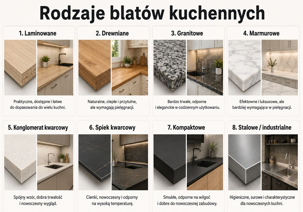 Rodzaje blatów kuchennych