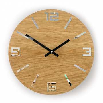Zegar ścienny drewniany Dąb Arabic Lustro