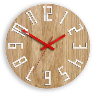 Zegar drewniany Slim Biało&Czerwony