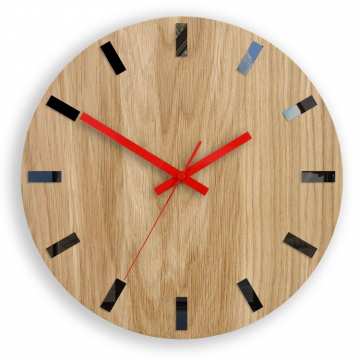 Zegar drewniany Dąb Simple czarno&czerwony